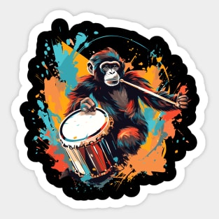 Monkey Playing Drums Sticker